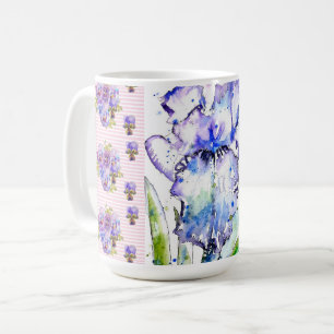 Met de hand geschilderde Iris Irissen Bloem Bloeme Koffiemok