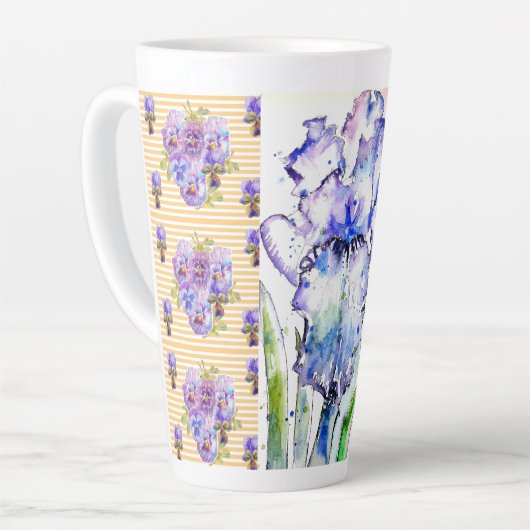 Met de hand geschilderde Iris Irissen Bloem Bloeme Latte Mok (Linkerhoek)