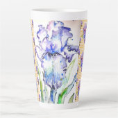 Met de hand geschilderde Iris Irissen Bloem Bloeme Latte Mok (Voorkant)