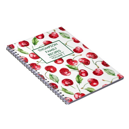 Met de hand geschilderde kersen Persoonlijk recept Notitieboek (Rechterzijde)