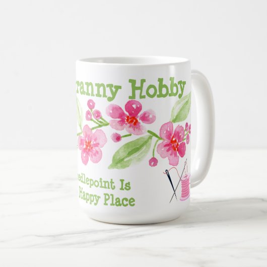 Met de hand geschilderde Kersenbloesem Oma Naaldwe Koffiemok (Voorkant rechts)