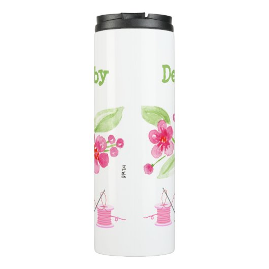 Met de hand geschilderde Kersenbloesem Oma Naaldwe Thermosbeker (Achterkant)