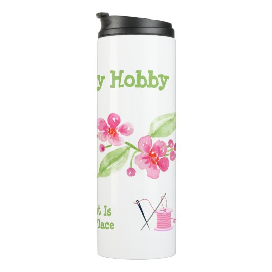 Met de hand geschilderde Kersenbloesem Oma Naaldwe Thermosbeker (Geroteerd rechts)