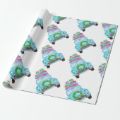 Met de hand geschilderde kerstauto met waterverf cadeaupapier (Uitgerold)