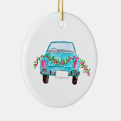 Met de hand geschilderde kerstauto met waterverf keramisch ornament (Rechts)