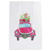 Met de hand geschilderde kerstauto met waterverf medium cadeauzakje (Achterkant)