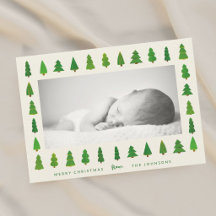 Met de hand geschilderde kerstfoto met groene boom