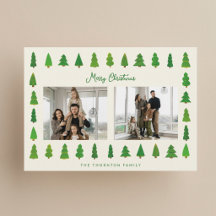 Met de hand geschilderde kerstfoto met groene boom