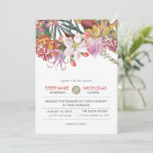 Met de hand geschilderde kleur exotische bloembrui kaart (Staand voorkant)