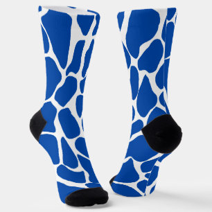 Met de hand geschilderde koninklijk blauwe en witt sokken