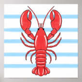 Met de hand geschilderde kust Mediterraanse kreeft Poster (Voorkant)