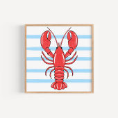 Met de hand geschilderde kust Mediterraanse kreeft Poster