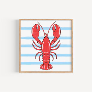 Met de hand geschilderde kust Mediterraanse kreeft Poster