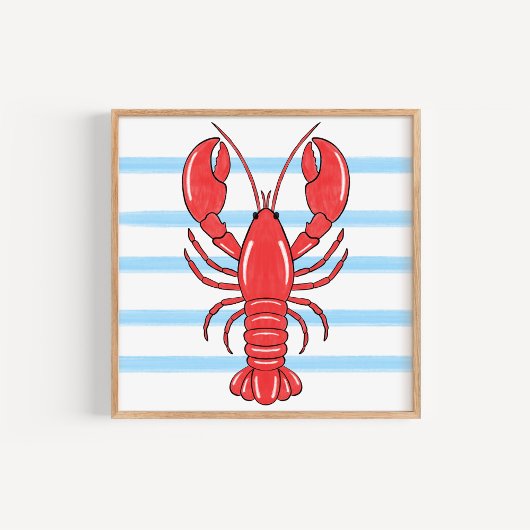 Met de hand geschilderde kust Mediterraanse kreeft Poster