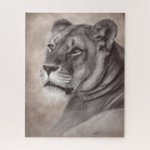 Met de hand geschilderde leeuwin dierenriem kunst legpuzzel