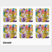 Met de hand geschilderde levendige abstracte kunst vierkante sticker (Vel)
