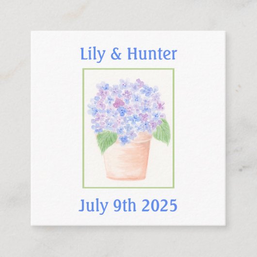 Met de hand geschilderde losse aquarel Hydrangea b Informatiekaartje (Voorkant)