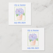 Met de hand geschilderde losse aquarel Hydrangea b Informatiekaartje (Voorkant / Achterkant)