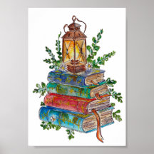 Met de hand geschilderde magische boeken Lantaarn