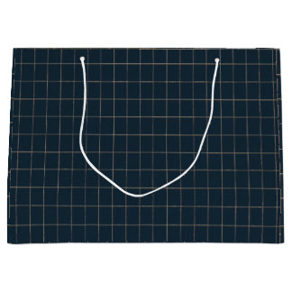 Met de hand geschilderde marineblauwe windowpane r groot cadeauzakje