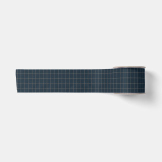 Met de hand geschilderde marineblauwe windowpane r satijnen lint