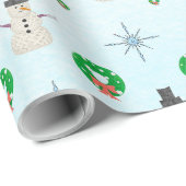 Met de hand geschilderde messensneeuwman in een wi cadeaupapier (Rol Hoek)