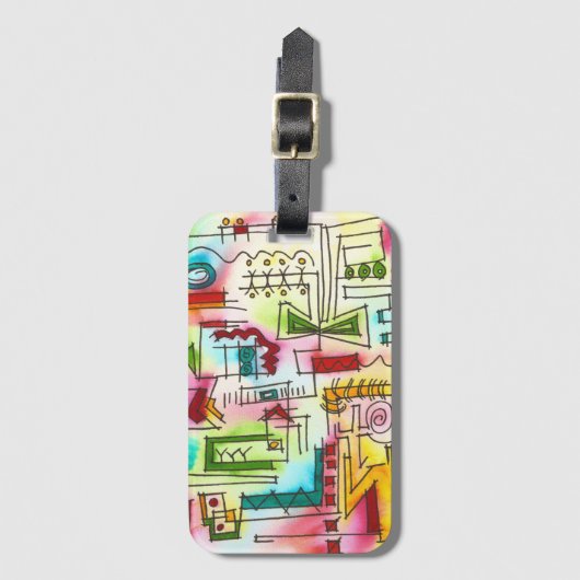 Met de hand geschilderde moderne geometrische Wate Bagagelabel (Voorkant (verticaal))