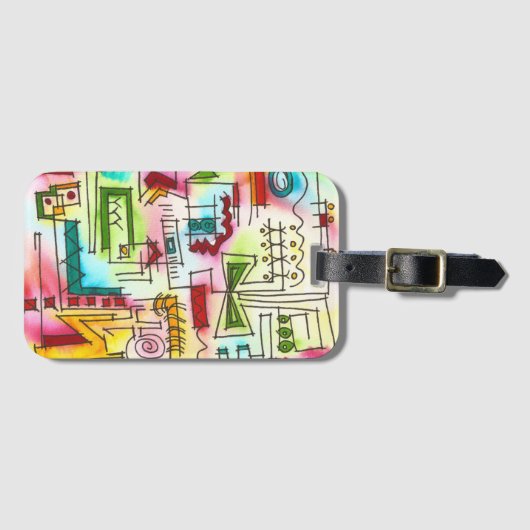 Met de hand geschilderde moderne geometrische Wate Bagagelabel (Voorkant (horizontaal))