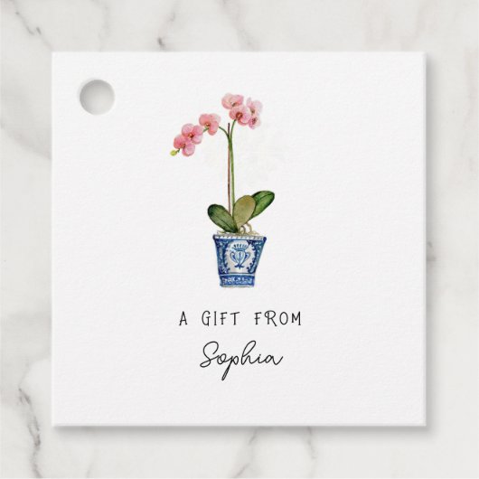 Met de hand geschilderde Orchidee bloem cadeau Lab Bedankjes Labels (Voorkant)