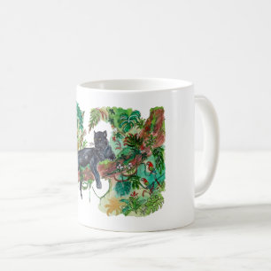 Met de hand geschilderde panter jungle aquarel kun koffiemok