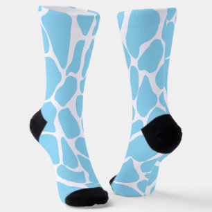 Met de Hand Geschilderde Pastelblauwe Giraffe Vlek Sokken