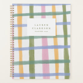 Met de Hand Geschilderde Pastelkleurige Plaid Plan Planner