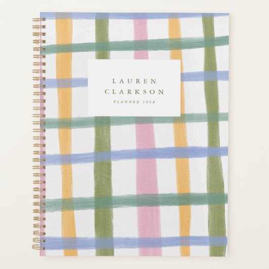 Met de Hand Geschilderde Pastelkleurige Plaid Plan Planner (Voorkant)