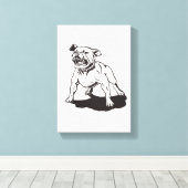 Met de hand geschilderde Pitbull door Mark Elsen Canvas Afdruk (Insitu (Houten vloer))