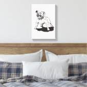 Met de hand geschilderde Pitbull door Mark Elsen Canvas Afdruk (Insitu (Slaapkamer))