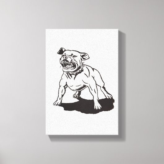 Met de hand geschilderde Pitbull door Mark Elsen Canvas Afdruk (Voorkant)