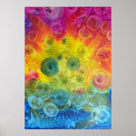 Met de hand geschilderde regenboog abstracte kunst poster