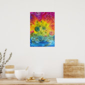 Met de hand geschilderde regenboog abstracte kunst poster (Keuken)