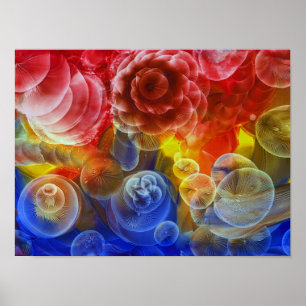 Met de hand geschilderde regenboogbel abstracte ku poster