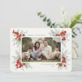 Met de hand geschilderde rode bessen Kerstvakantie Kaart (Staand voorkant)