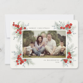 Met de hand geschilderde rode bessen Kerstvakantie Kaart