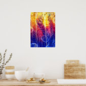 Met de hand geschilderde rode gele blauwe druipend poster (Keuken)