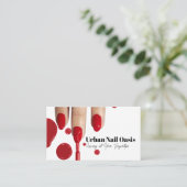 Met de hand geschilderde rode nagellak manicure klantenkaartje (Staand voorkant)