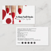 Met de hand geschilderde rode nagellak manicure klantenkaartje (Voorkant / Achterkant)