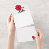 Met de hand geschilderde rode roos all in one uitnodiging (Afscheurbaar)