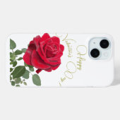 Met de hand geschilderde rode roos Case-Mate iPhone case (Achterkant (horizontaal))