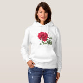 Met de hand geschilderde rode roos hoodie (Voorkant volledig)