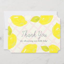 Met de Hand Geschilderde Roze Citroenen Baby Showe Bedankkaart