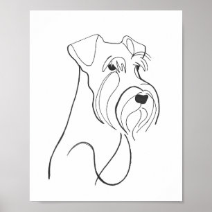 Met de hand geschilderde Schnauzer minimalistische Poster