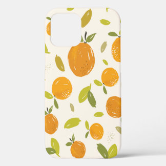 Met de hand geschilderde sinaasappels fruit naadlo iPhone 12 hoesje